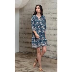 Natalie Martin Stevie Mini Dress Short Vintage Flowers Turquoise Small Green